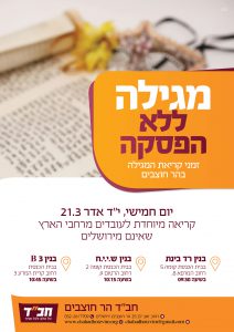 קריאת המגילה בהר-חוצבים, י"ד אדר, 21 מרץ